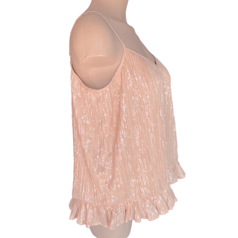 ANTHROPOLOGIE Amelie Camisole Top Sequins Pink Rose Size 10 - Picture 2 of 14